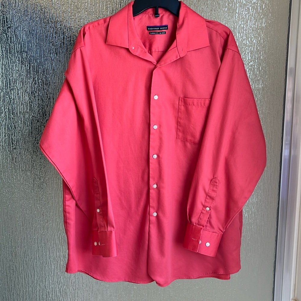 Geoffrey Beene 17 1/2 32/33 coral dress shirt